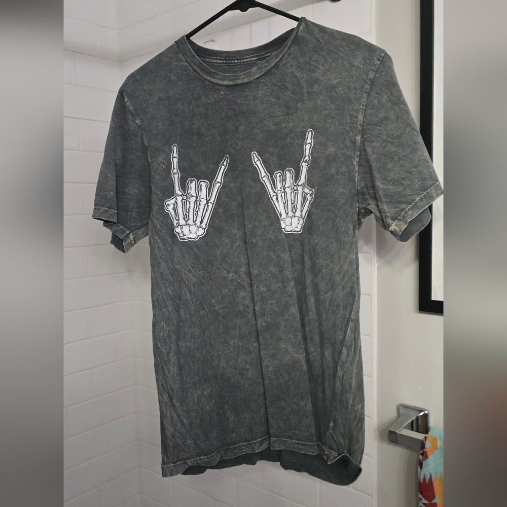 Charcoal Skeleton Hand Graphic Tee